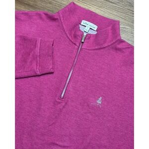 Peter Millar Crown Comfort Interlock 1/4 Quarter Zip Sweater Pink Men's Sz L